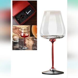 Elegant Red Foldable Dancing Wine Glass in Gold Gift Box. NEW.